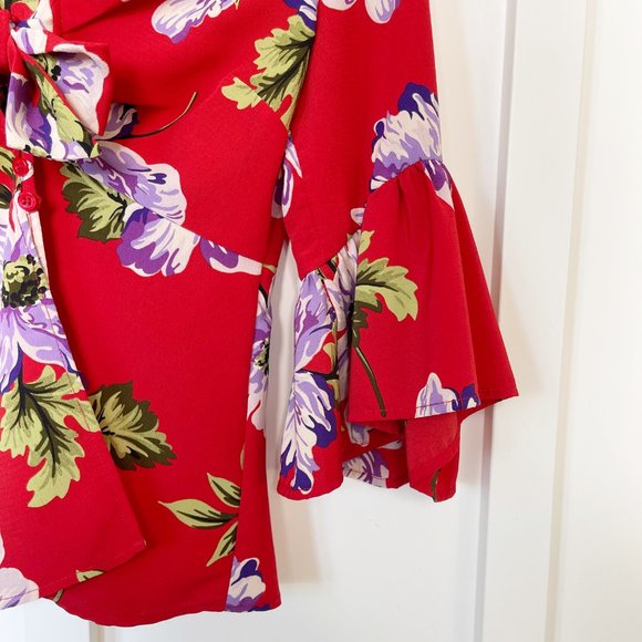 Topshop Felicity Floral Front Tie Blouse - Picture 6 of 12